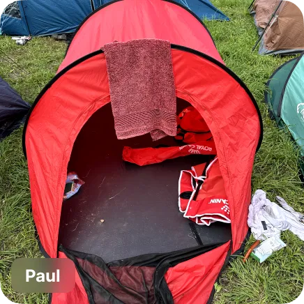 photo of a red tent