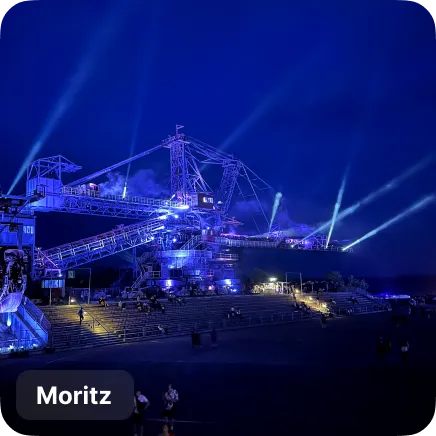 photo of a crane in blue light