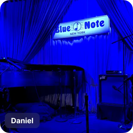 photo of a jazz club with blue light